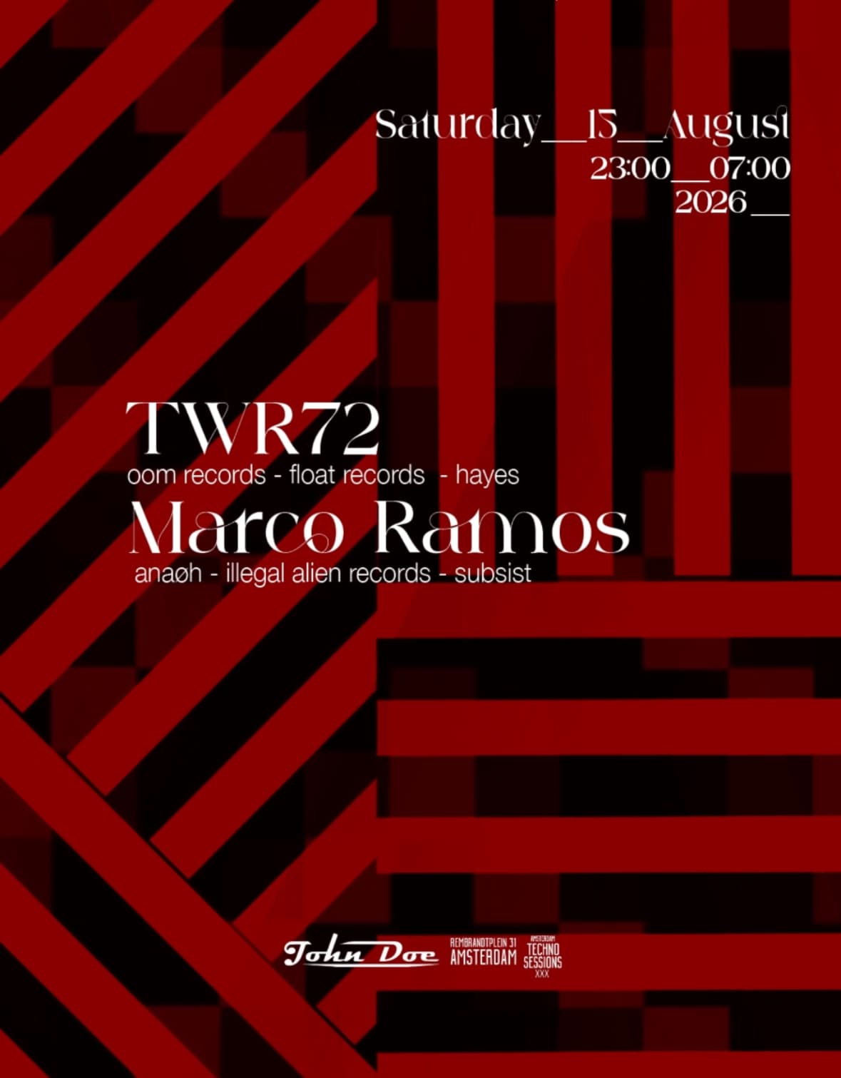 Amsterdam Techno Sessions w/ TWR72 (OOM Records - Float Records - Hayes)