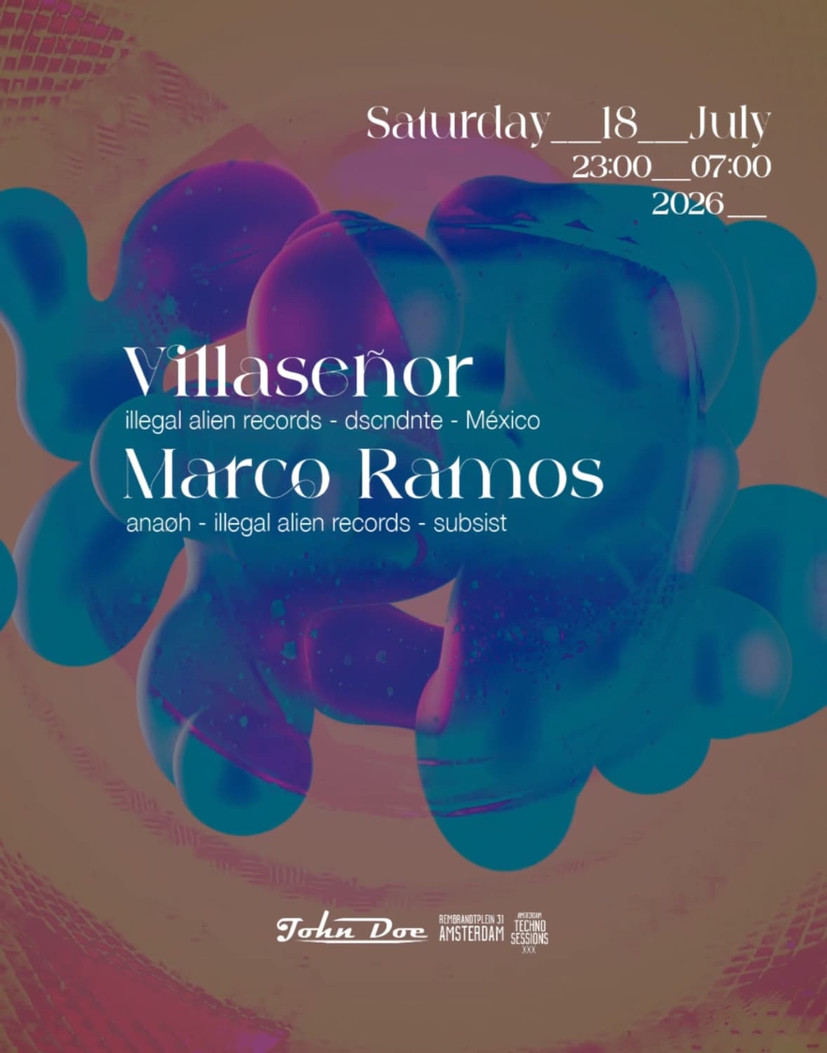 Amsterdam Techno Sessions with Villa Señor (PERVERT MX - ILLEGAL ALIEN RECORDS) MEX