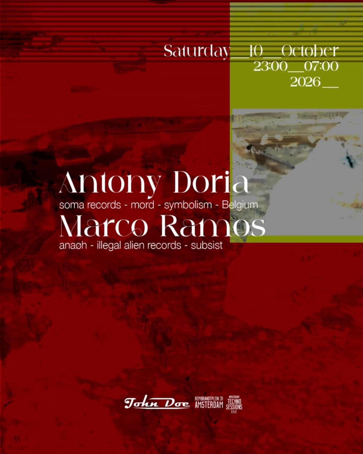 Amsterdam Techno Sessions w/ Antony Doria (Soma Records - Materia - Mord) BE