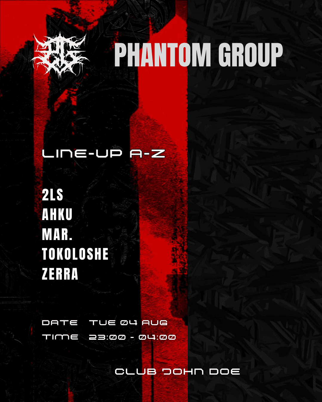 [PHANTOM GROUP] KLUBNACHT w Ahku / 2LS / TOKOLOSHE / MAR. / Zerra