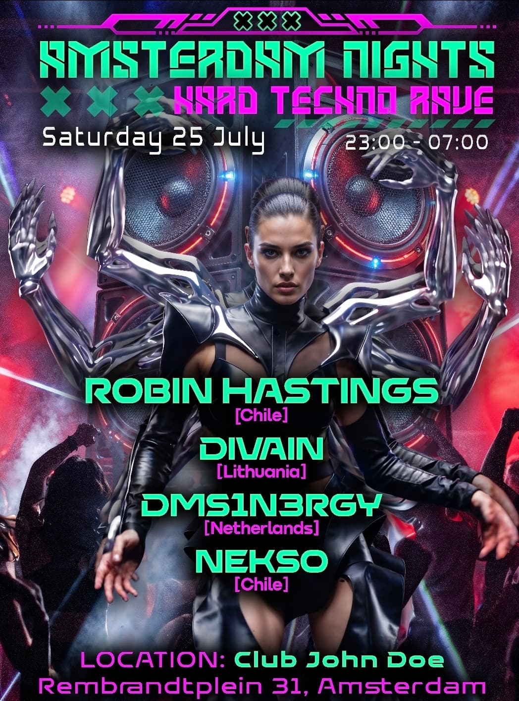 Amsterdam Nights: Hard Techno Rave w/ Robin Hastings [CL], DMS1N3RGY [NL], Divain [LT], Nekso