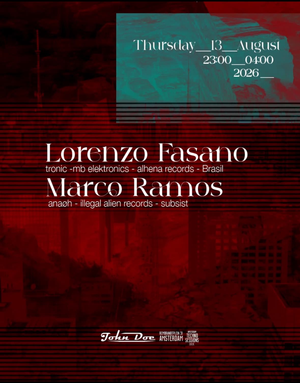 Amsterdam Techno Sessions w/ Lorenzo Fasano (Tronic - MB Elektronics) Brasil