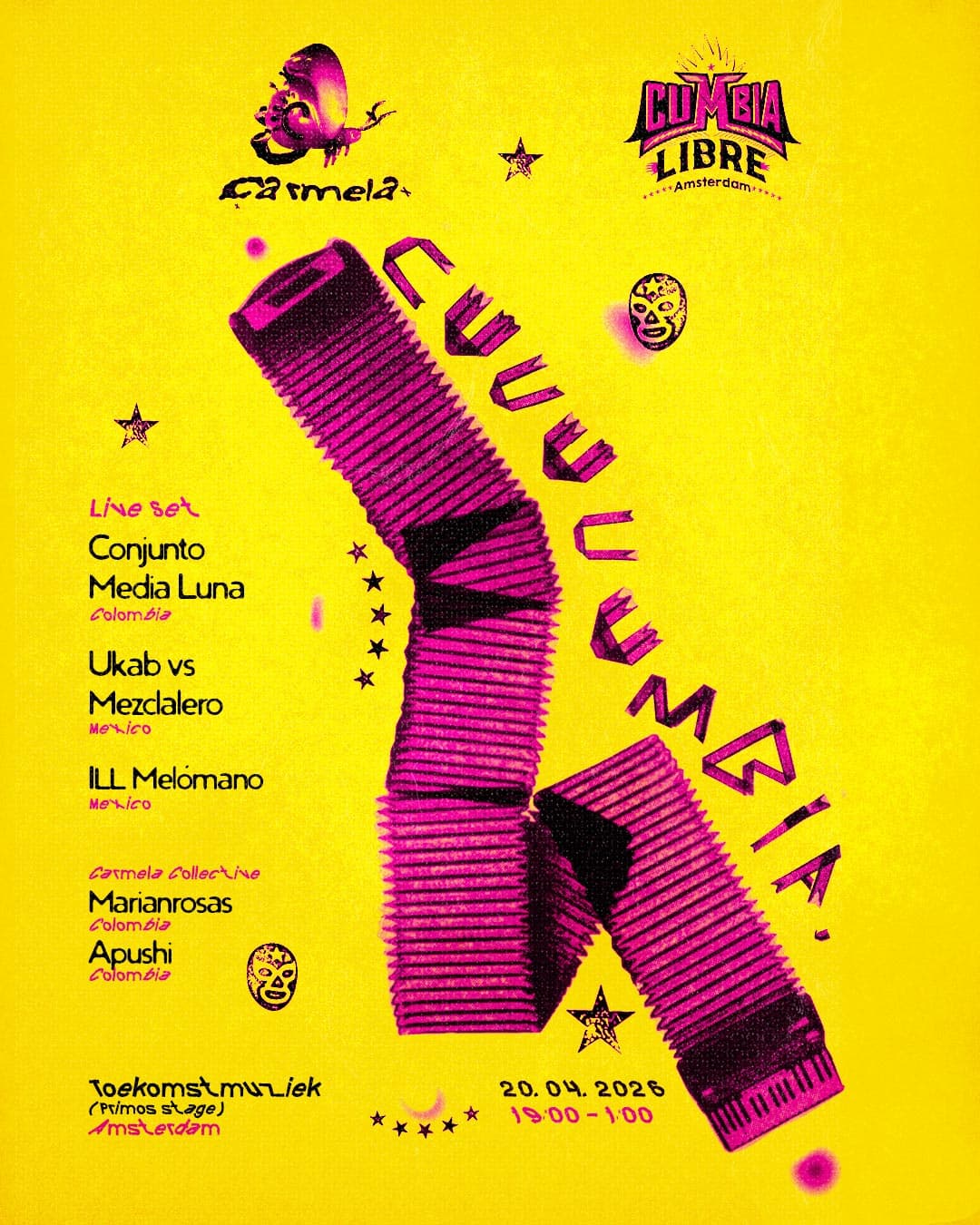 CUMBIA LIBRE X CARMELA COLLECTIVE: CONJUNTO MEDIA LUNA MEZCLARERO, UKAB, ILL MELÓMANO, MARIANROSAS, TRESDEJULI