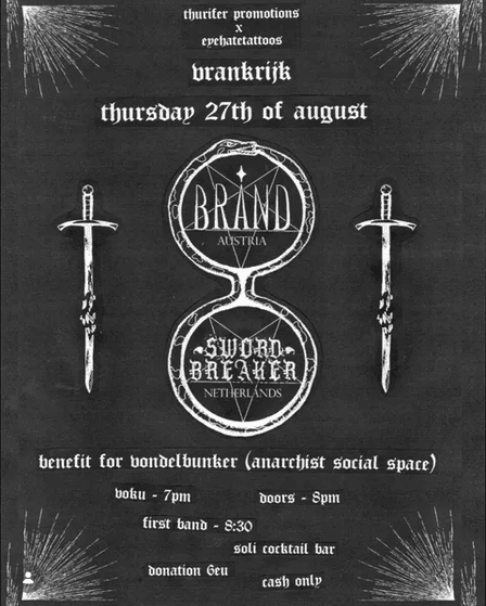 Thursday!!!/ Brand(Austria)/ Sword Breaker(Utrecht)/VOKU@7pm