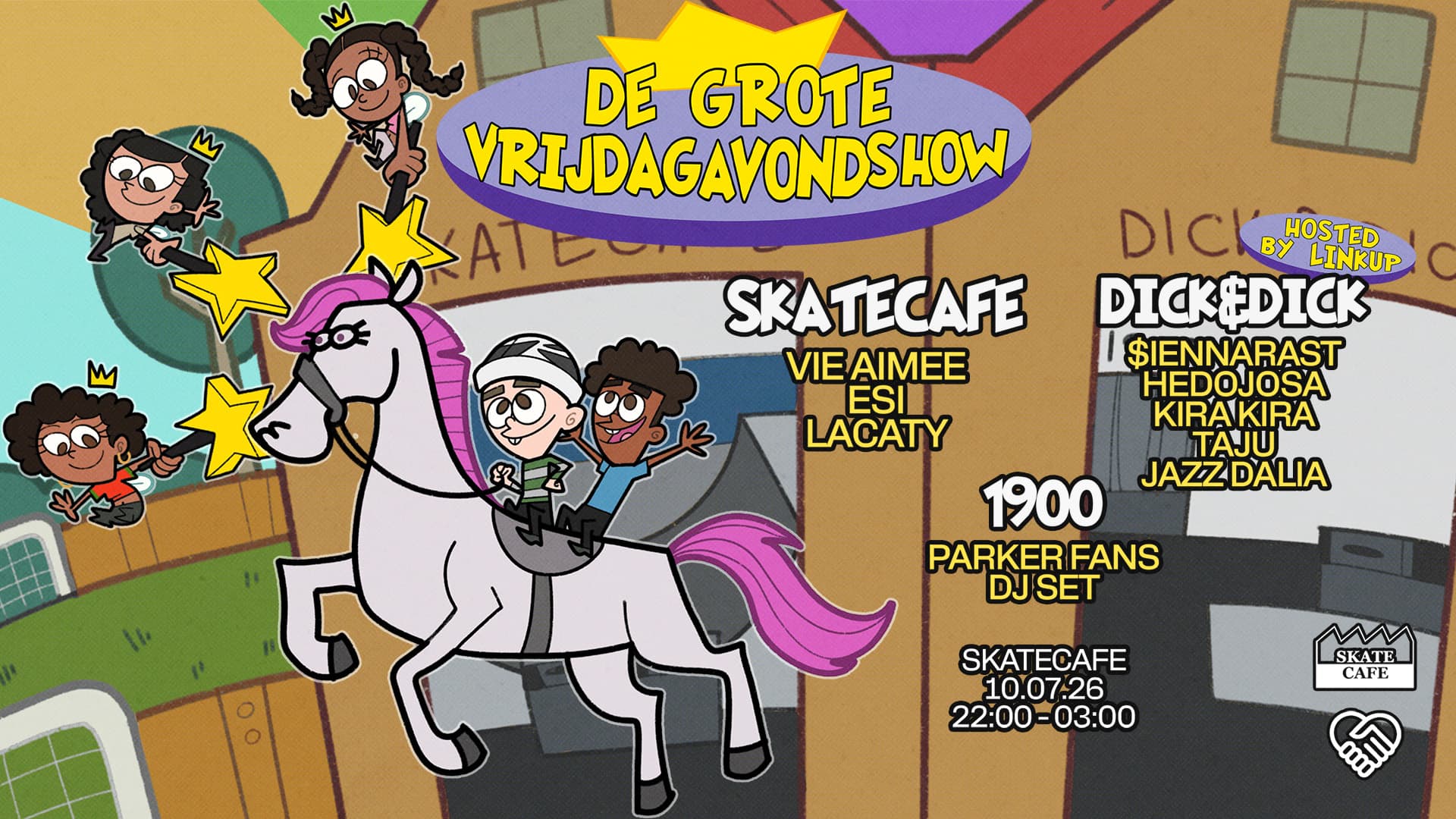 DE GROTE VRIJDAG AVOND SHOW W/ ESI, HEDOJOSA, JAZZ DALIA, KIRA KIRA, LACATY, PARKER FANS (DJ SET), TAJU, VIE AIMEE & $IENNA RAST