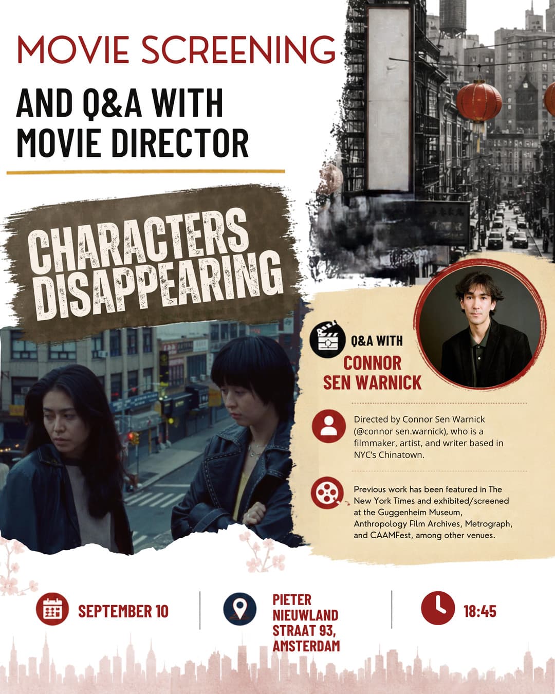 Film Screening: "Characters Disappearing" + Q&A with film's director Connor Sen Warnick